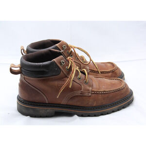 Tommy Hilfiger Boots Mens Size 11.5 Brown Leather Moc Toe Lug Distressed Ankle